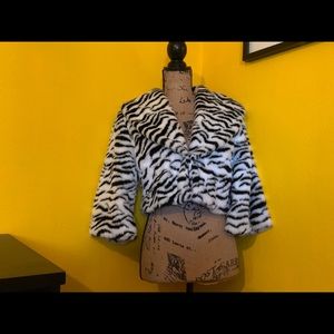 NWOT M Peck & Peck Faux Fur (Zebra) Short Jacket